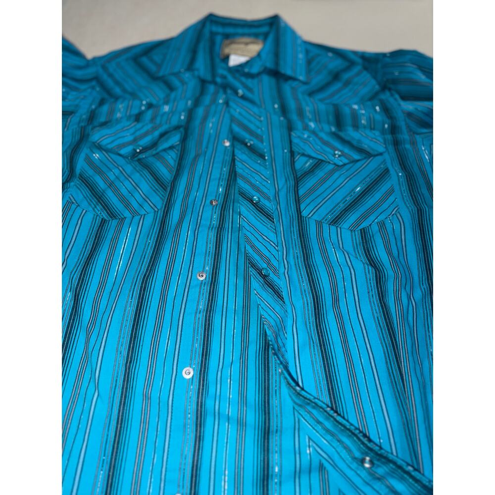 Wrangler men’s  western fashion snap button long sleeve shirt - Picture 8 of 15